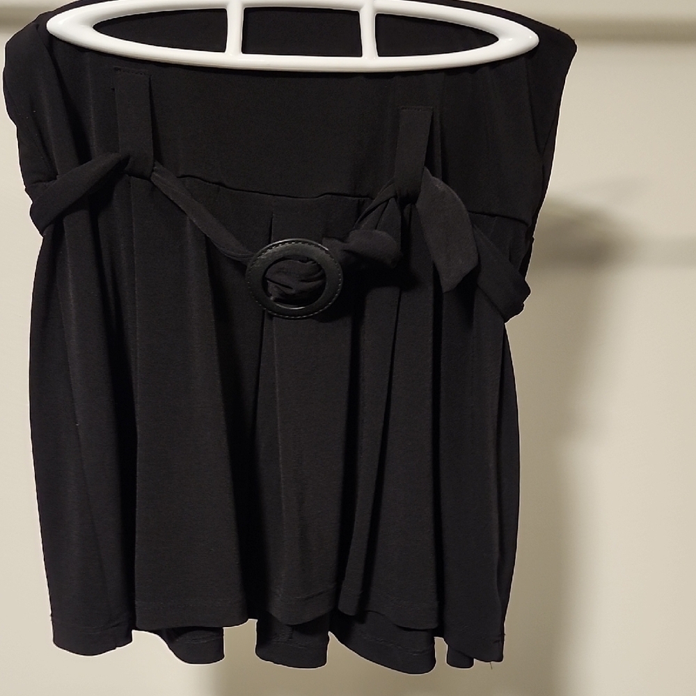 Black Mini Skirt Women Size M Belted Casual Basic Wardrobe Staple